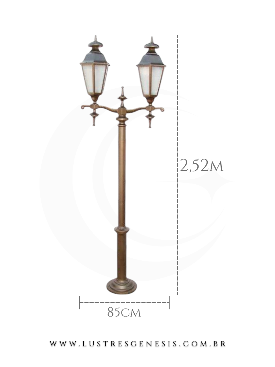 Poste de Iluminação externa Clássico Retro 2,52m estrutura robusta em alumínio fundido para jardim e fachada